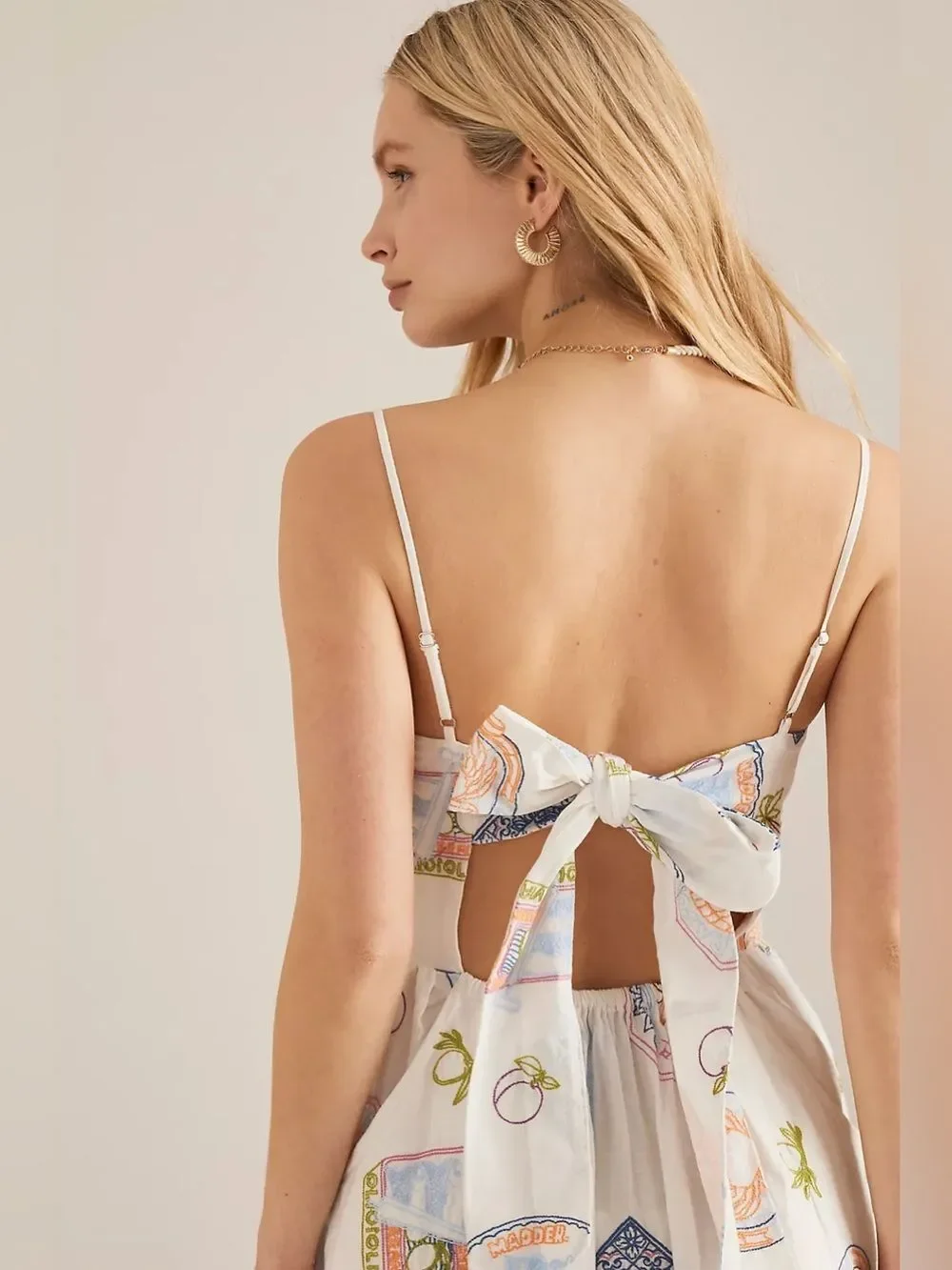 New Anthropologie Damson Madder Peaches Apron Midi Dress Size 16